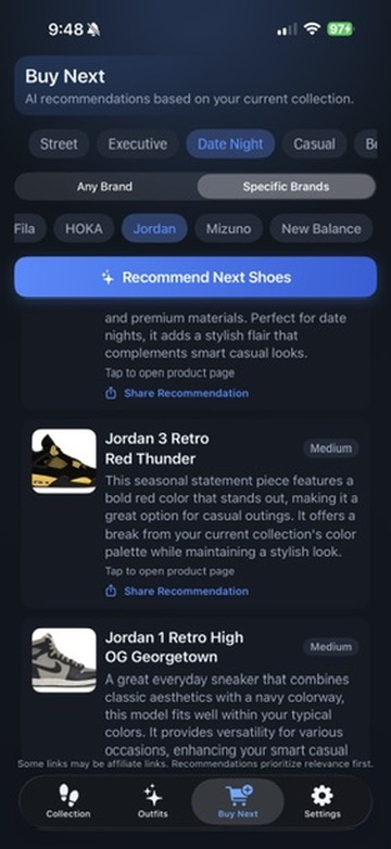 Buy next recommendations in Solely